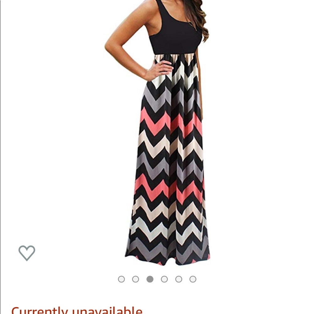 NWOT Black/Pink/Cream Chevron Maxi Dress L